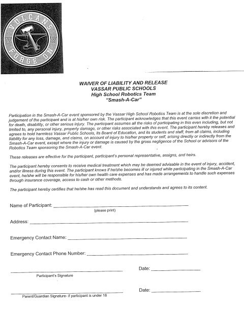 Car smash waiver