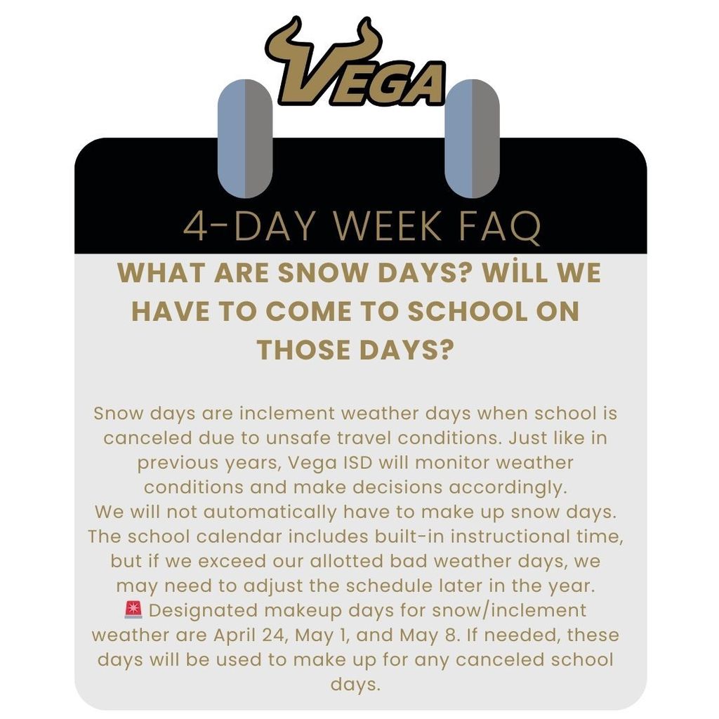 Vega ISD 4-Day Week FAQ