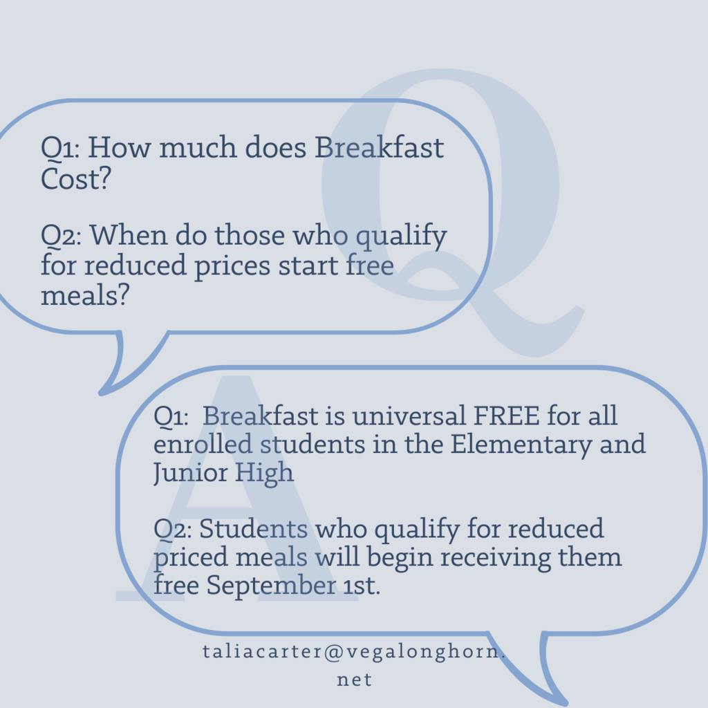 Vega ISD Food and Nutrition Information