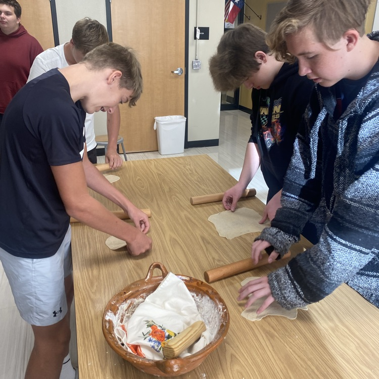 Spanish classes making Buñuelos