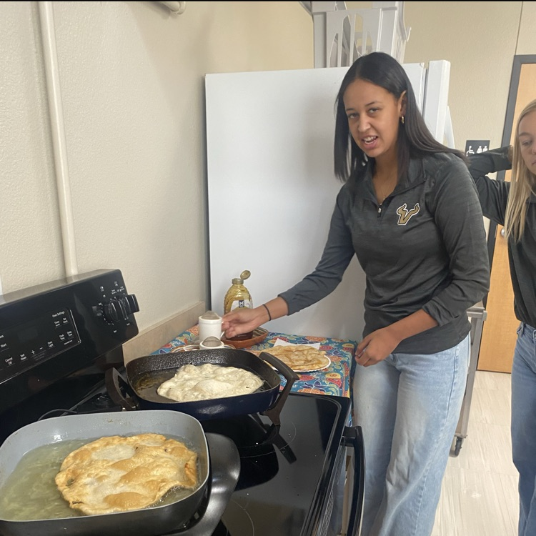 Spanish classes making Buñuelos