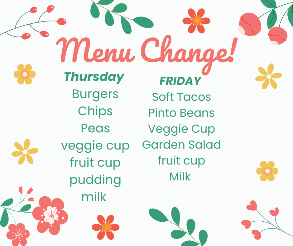 Elementary / JH Menu change