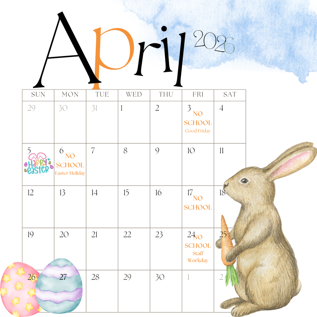 April 2026 Calendar (updated 4/1/2026)