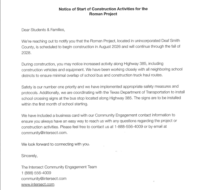 Intersect Notice of Construction