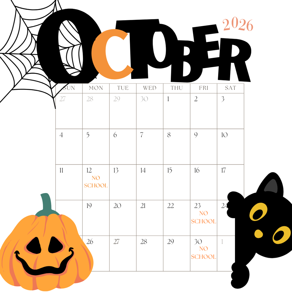 October 4-Day Week Calendar