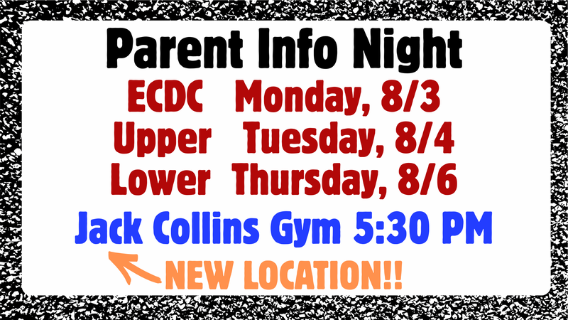 2026 Elementary Parent Night - New Location Jack Collins Gym