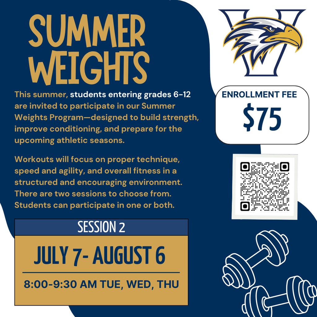 Weights Session 2, July 7th-August 6th, $75.00