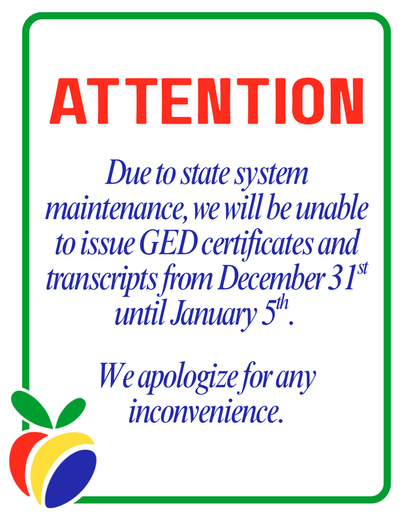 GED update notice