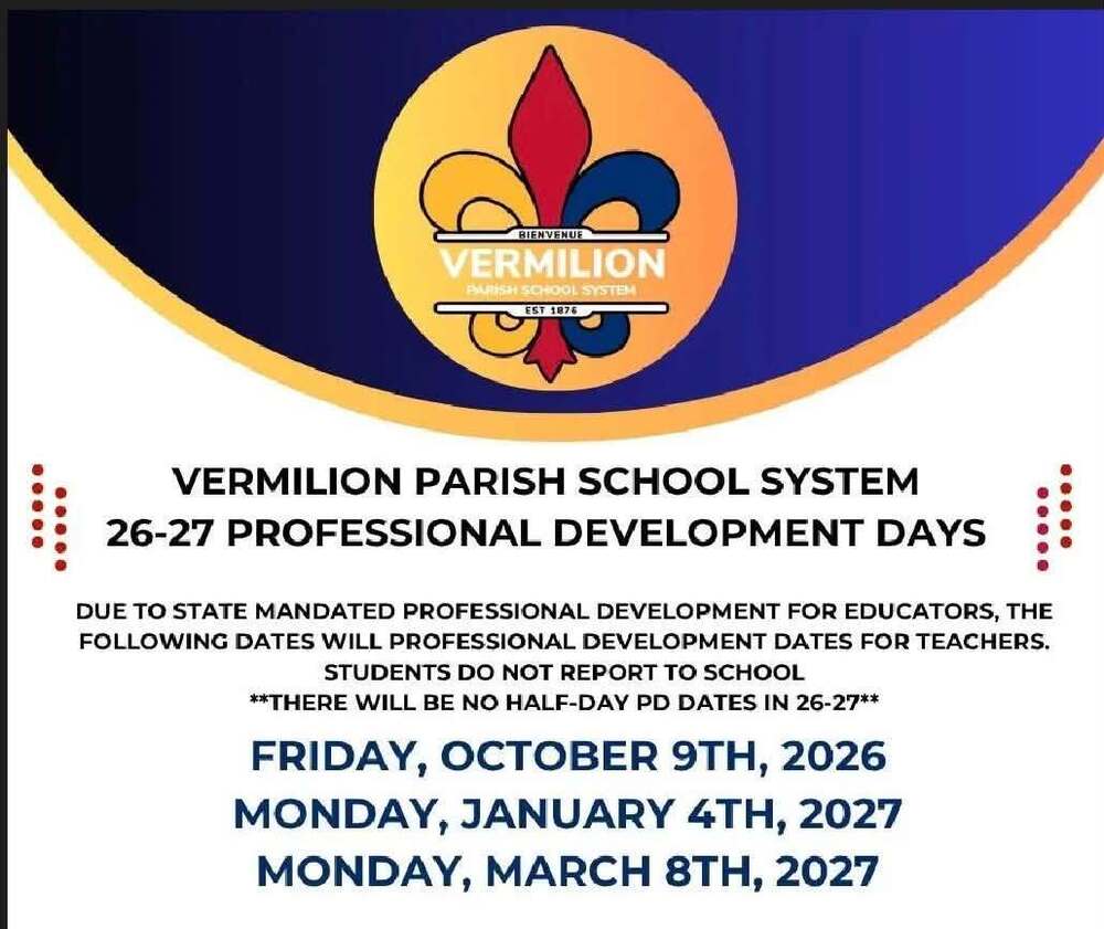 Wednesday, October 8, 2026 is a Professional Development Day for our Educators. No school for students that day.