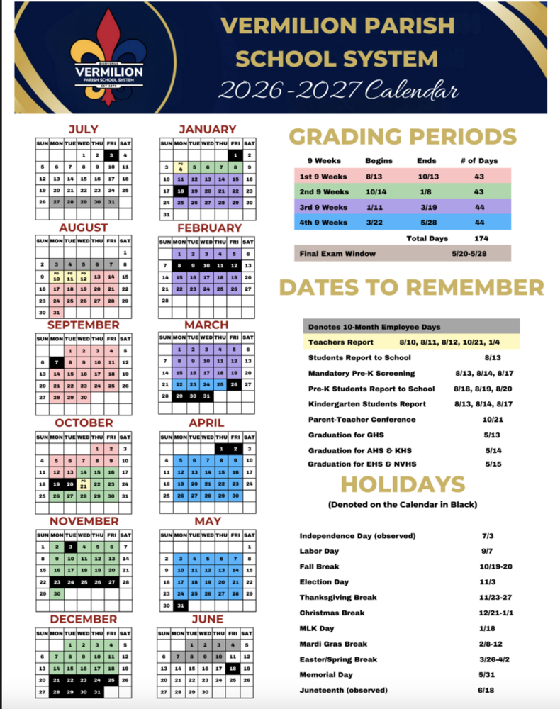 2026-2027 District Calendar