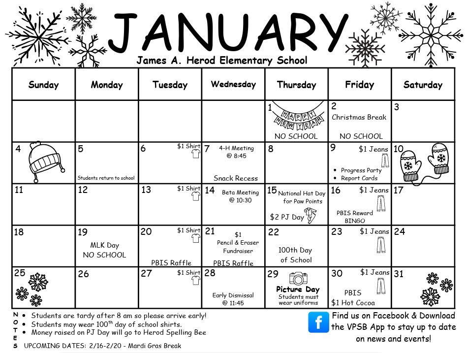 January Calendar