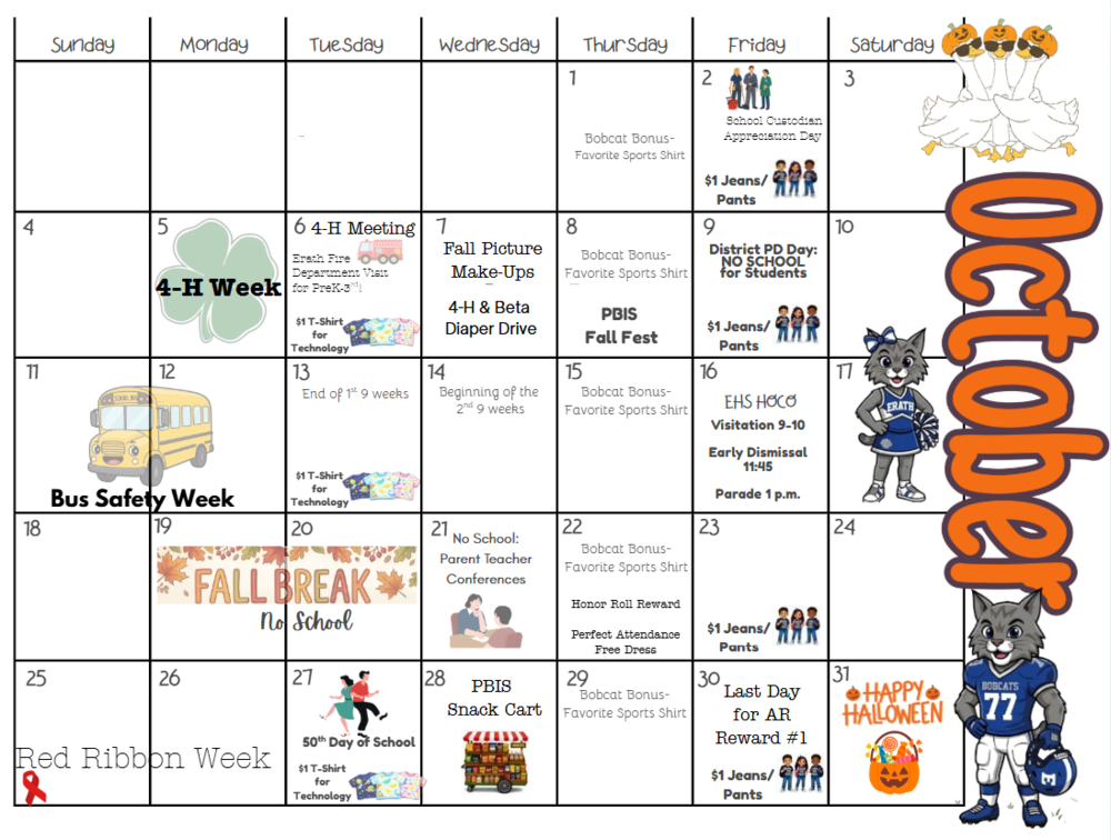 October Calendar 2026