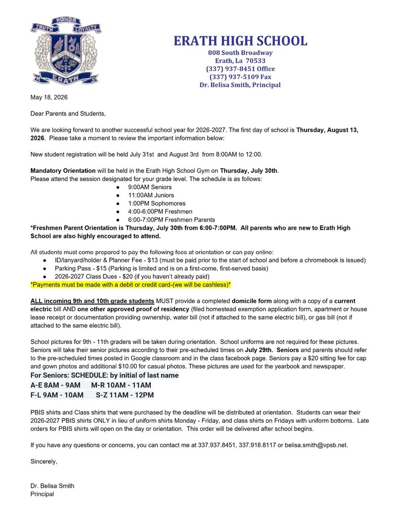 Orientation Letter