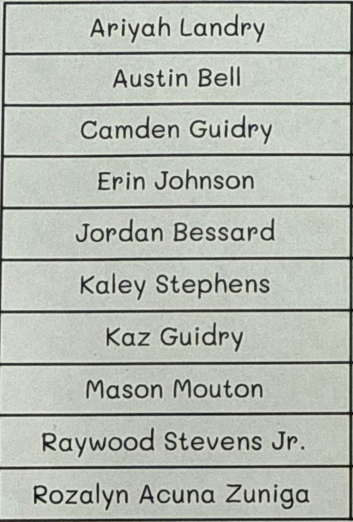 5th grade student of the year candidates