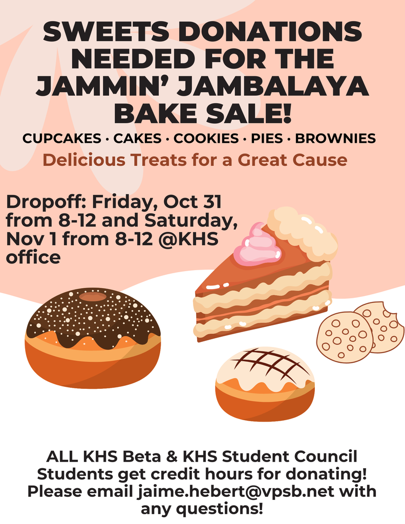 Sweets donations needed for the Jammin' Jambalaya Bake Sale! 