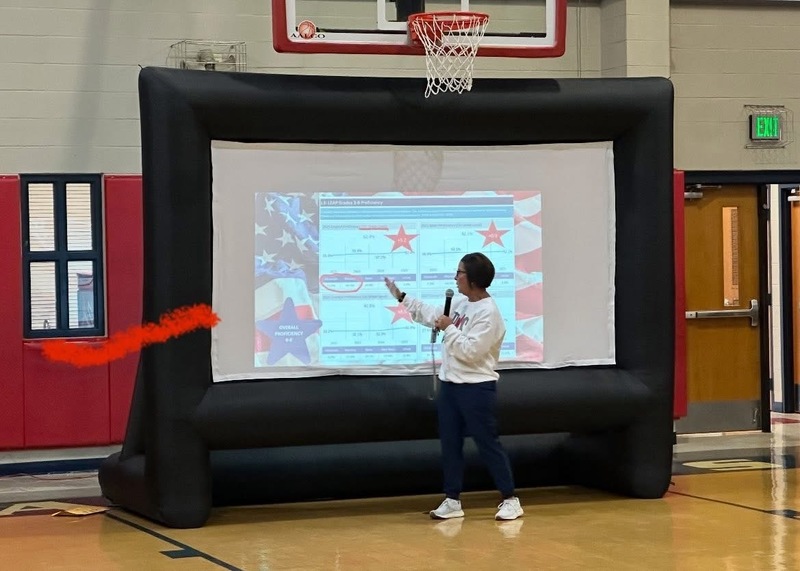 Mrs. Broussard showing LEAP Data