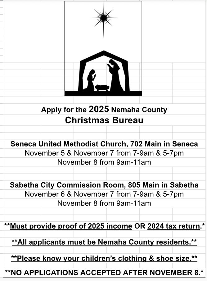 Sign up for the Nemaha County Christmas Bureau