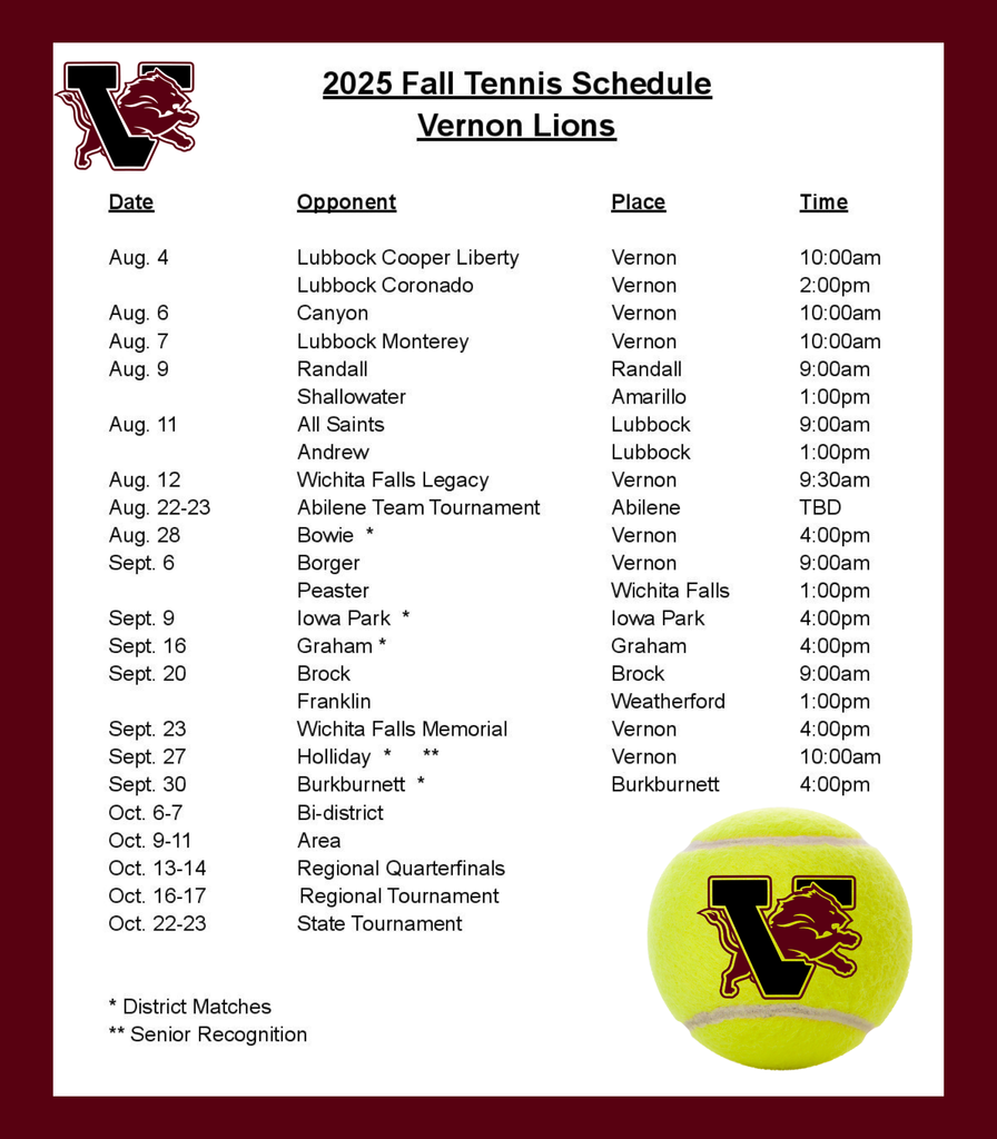 tennis schedule