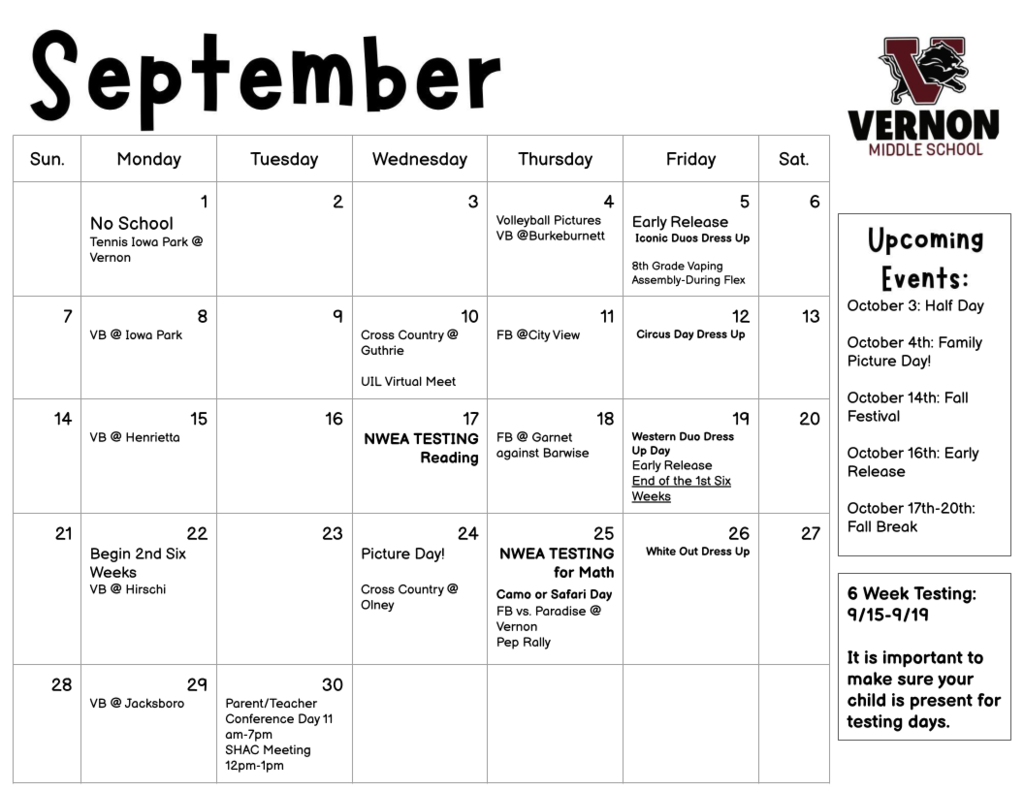 vms sept calendar