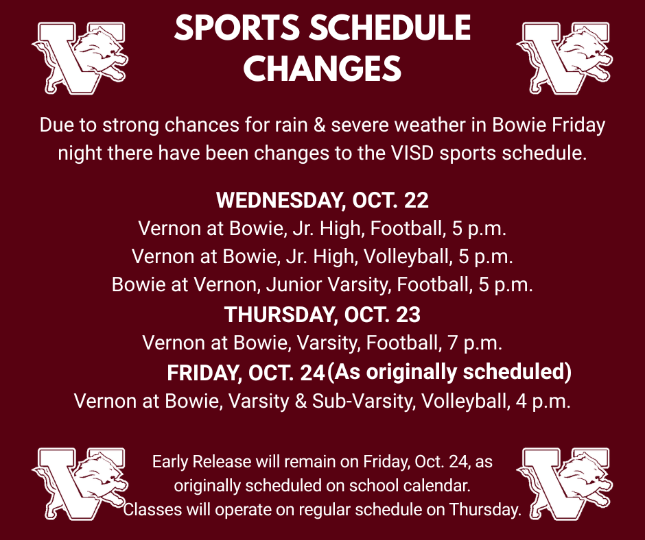 sports calendar changes at bowie