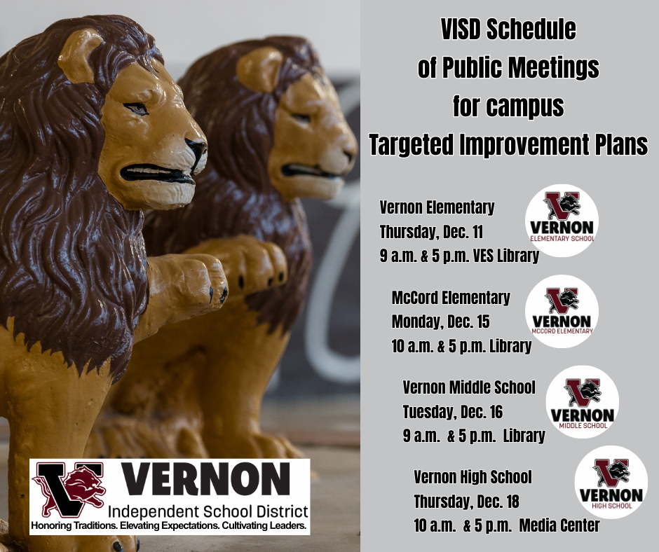 VISD schedule for TIP public meetings