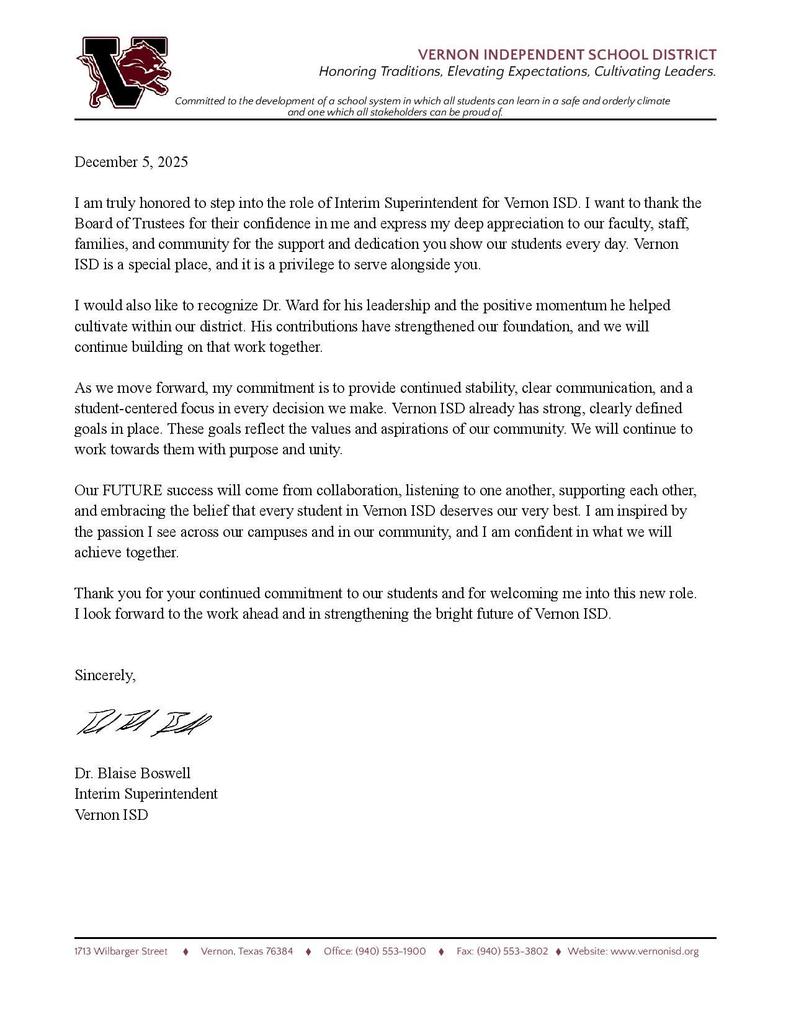 blaise letter to staff