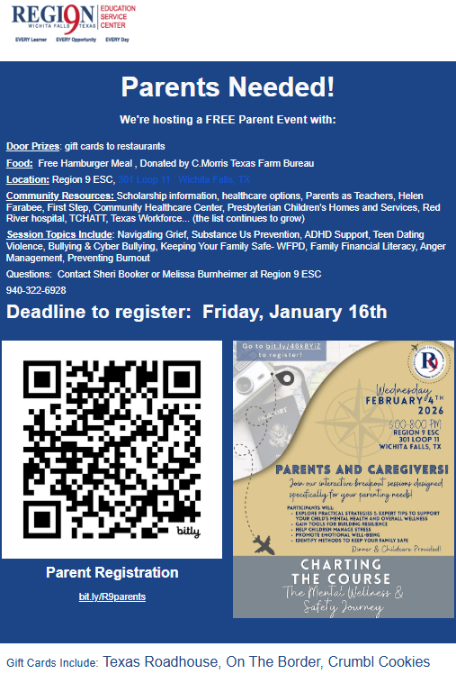 Region 9 Opportunity for Parents