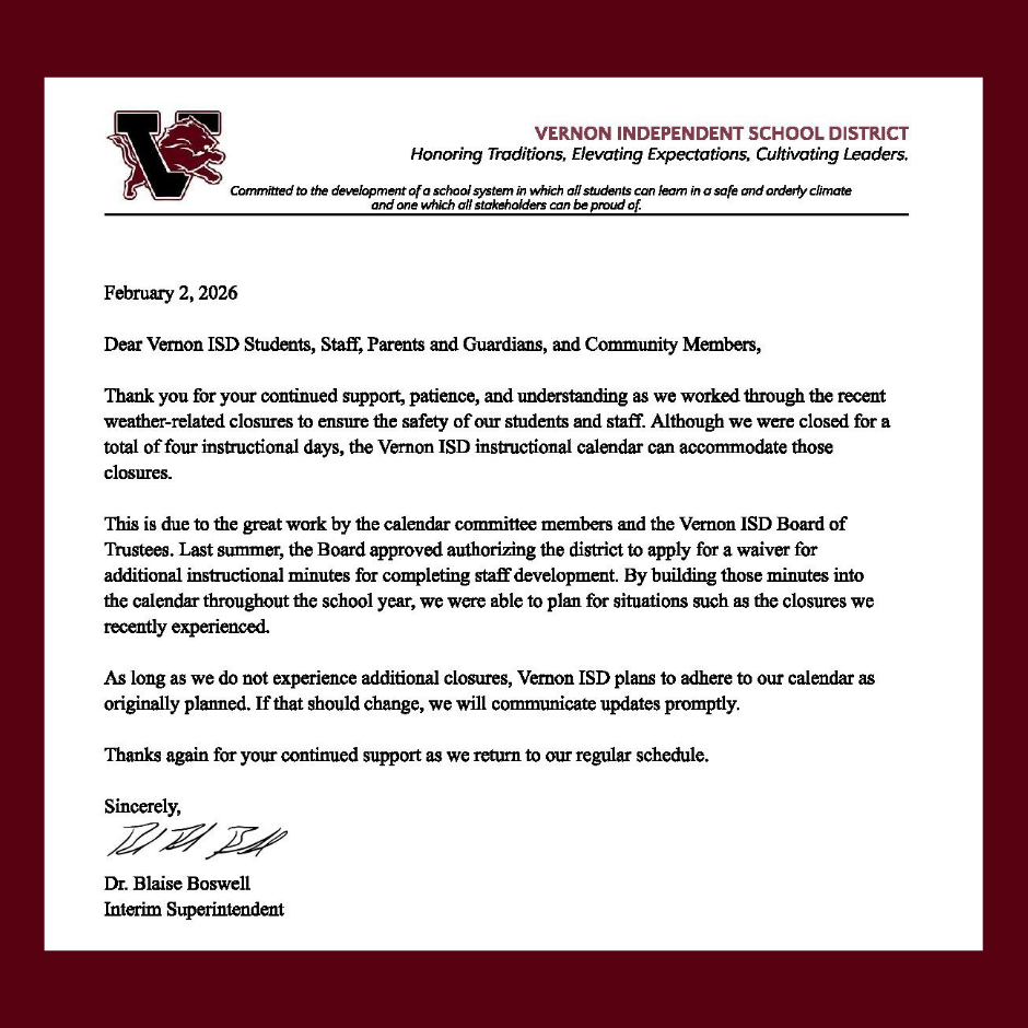 letter on weather closure