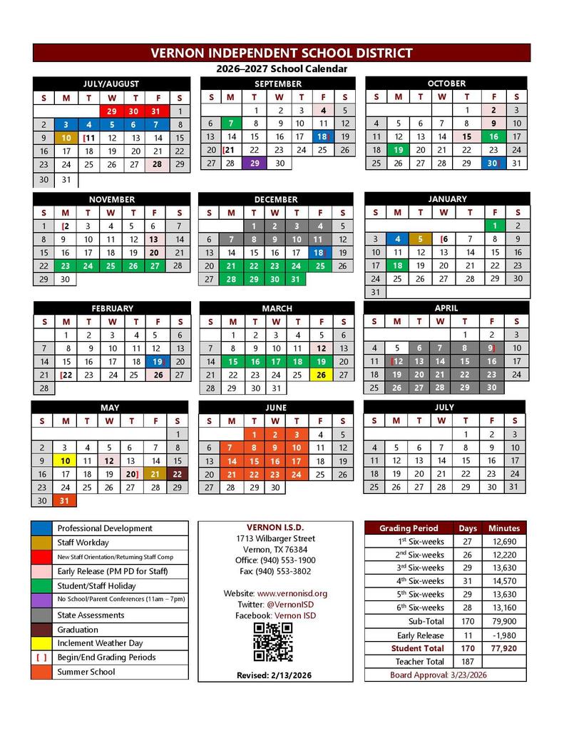 2026-27 visd calendar