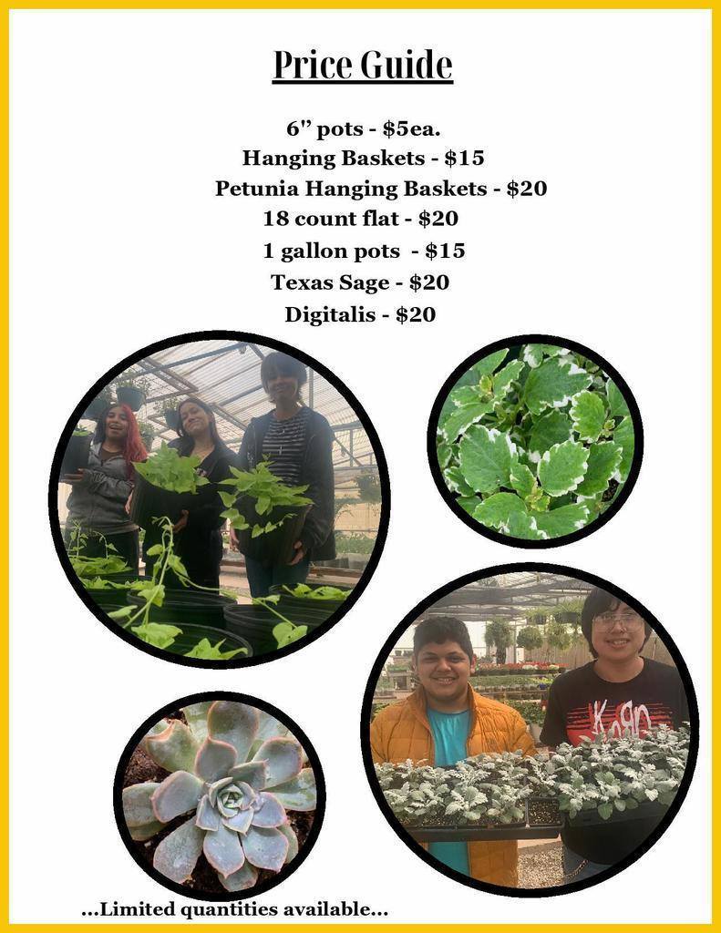 FFA Plant Sale Price Guide