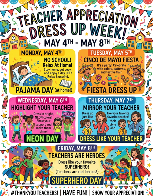 teacher appreciation dress up week