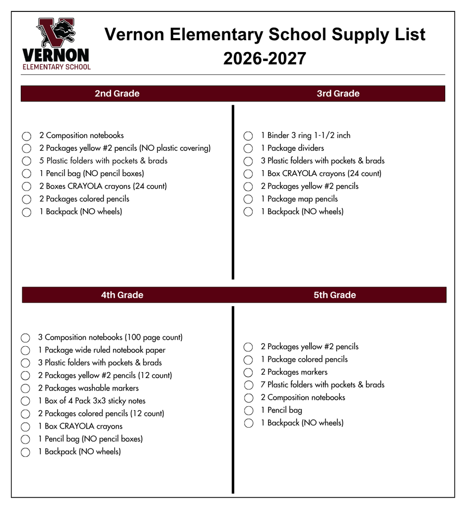 ves supply list