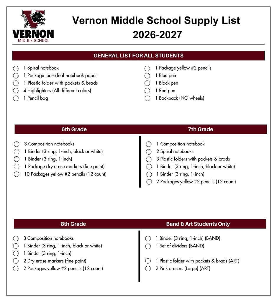 vms school supply list 2026