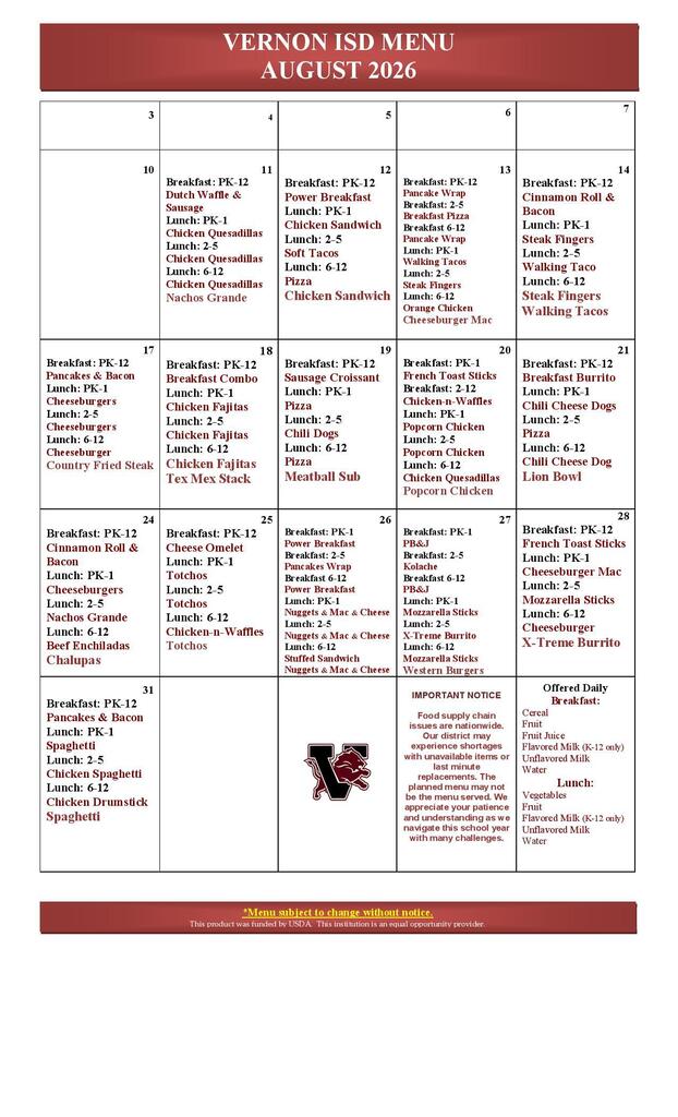 august menu 2026