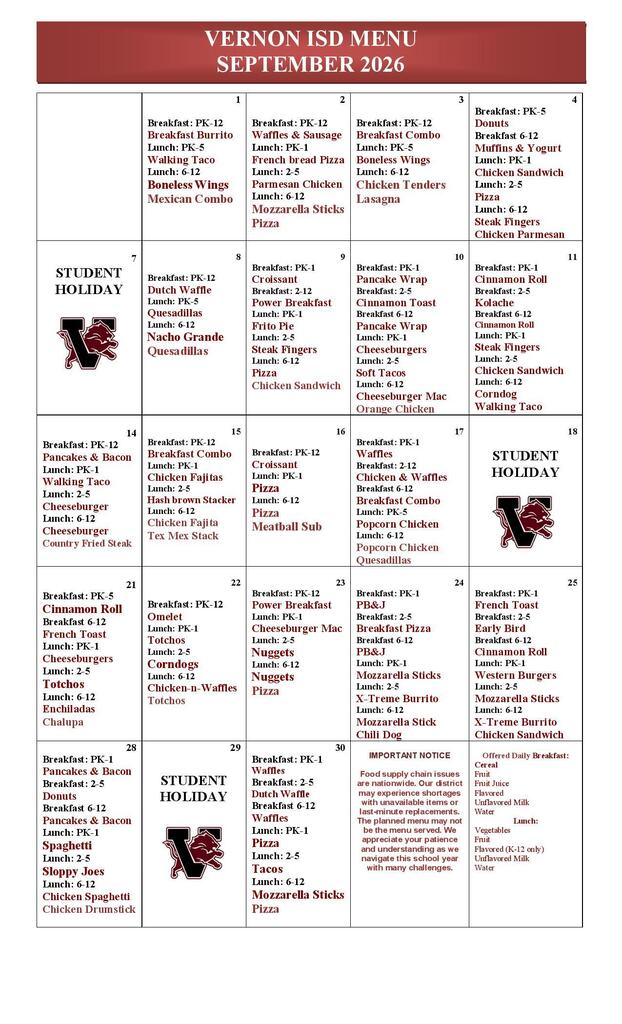 september menu 2026