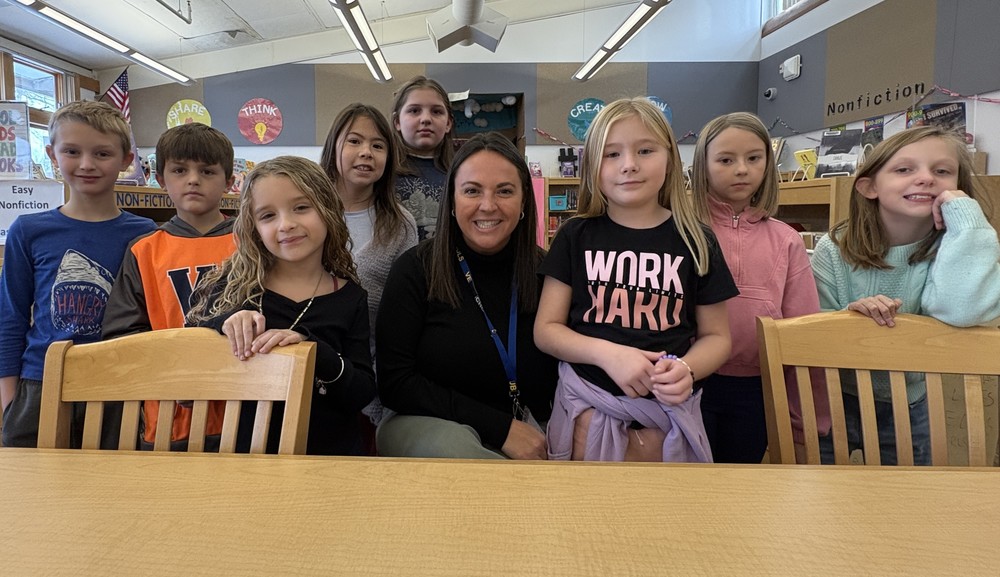 New Northeast School Principal Melissa Ross and some third graders