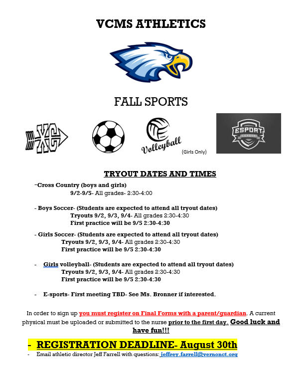 Fall Sports Tryouts