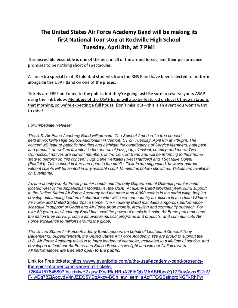 USAF Band Press Release