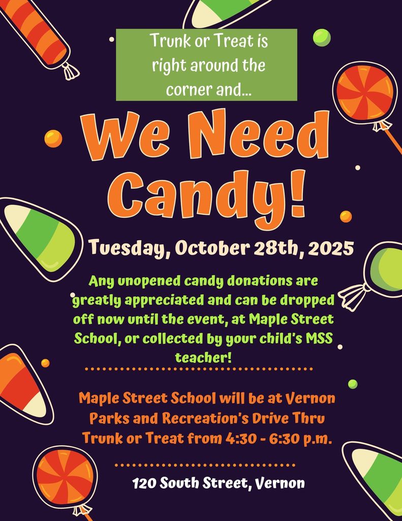 Trunk or Treat 2025 Please donate candy if you can.