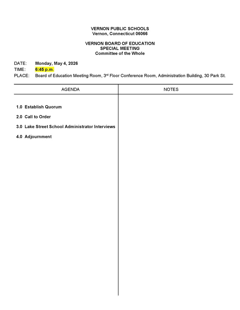 Special Meeting 5/4