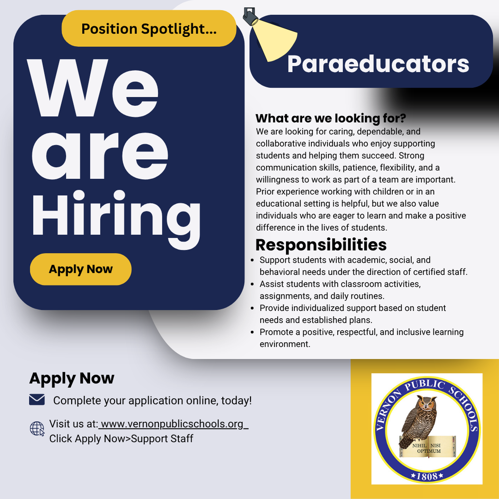We're hiring Paraeducators