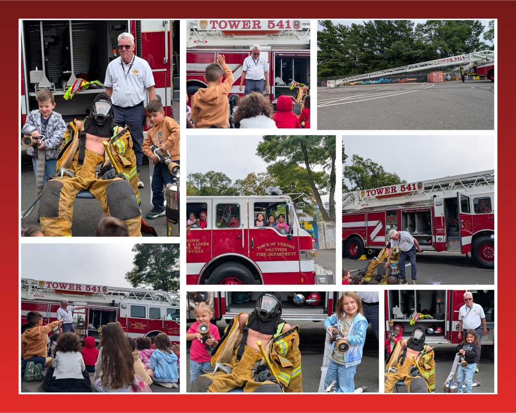 Kindergarten exploring the firetruck from Tower 541