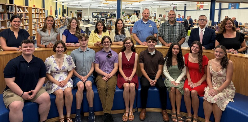 Rockville High School top 10 students with their teachers