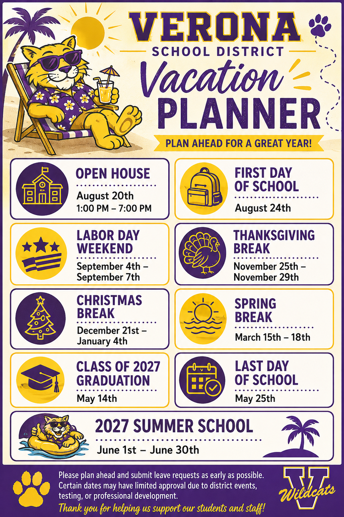 26-27 Verona School District Vacation Planner