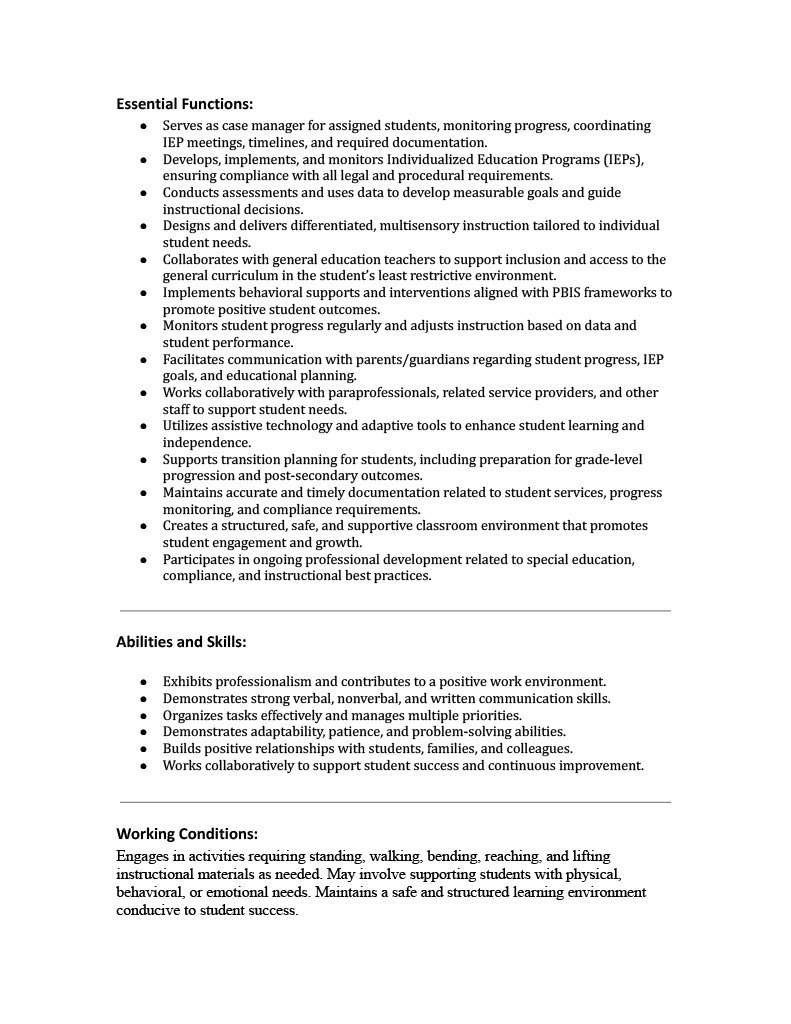 Special Education Teacher posting - page 2