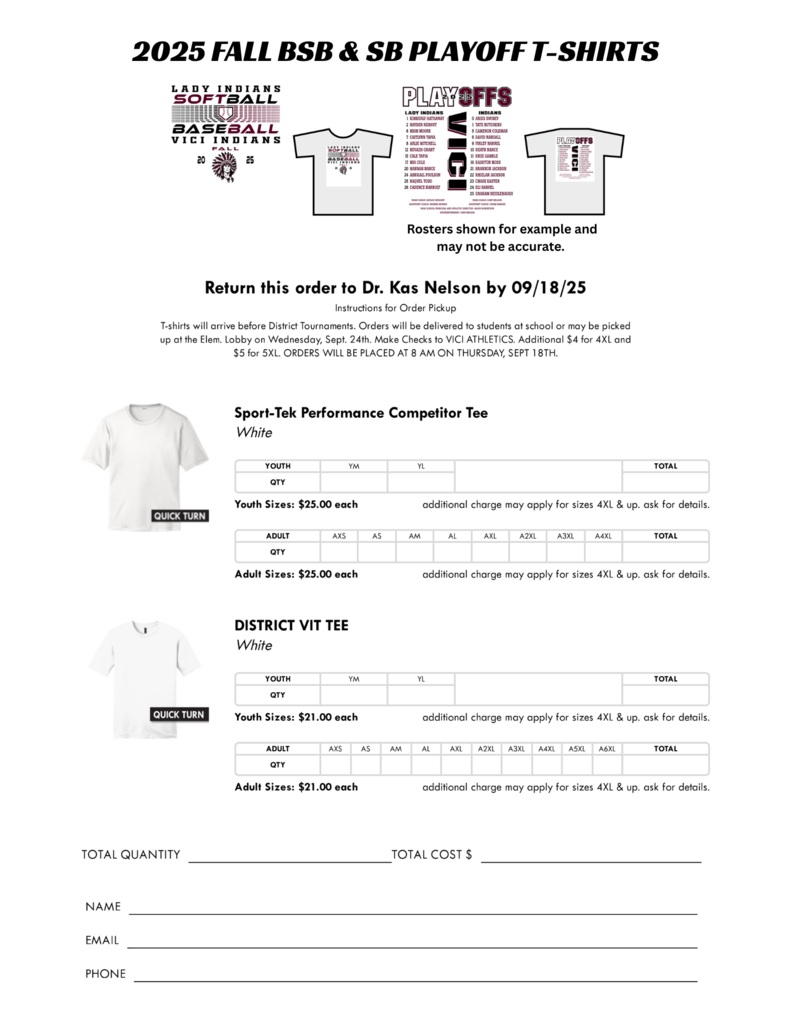 2025 BSB & SB Playoff Shirt Order Form