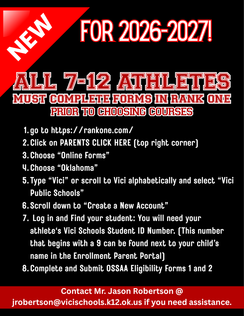 Athletes must complete forms in Rank One