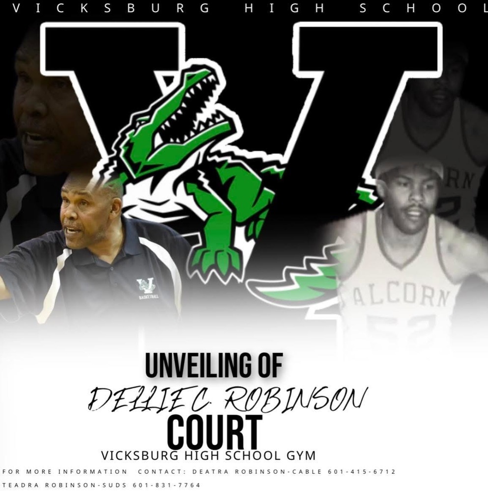 History is being honored and legacy is being cemented at Vicksburg High School. 🏀  Following the conclusion of the girls’ varsity basketball game, Vicksburg High School is officially naming its court in honor of Dellie C. Robinson. This special recognition celebrates a trailblazer whose dedication, leadership, and impact help shape generations of student-athletes and the culture of excellence at VHS.  The Dellie C. Robinson Court now stands as a lasting reminder of commitment, perseverance, and the power of investing in young people, both on and off the court.