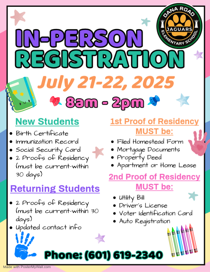 In person registration offered July 21st and 22nd from 8am to 2pm