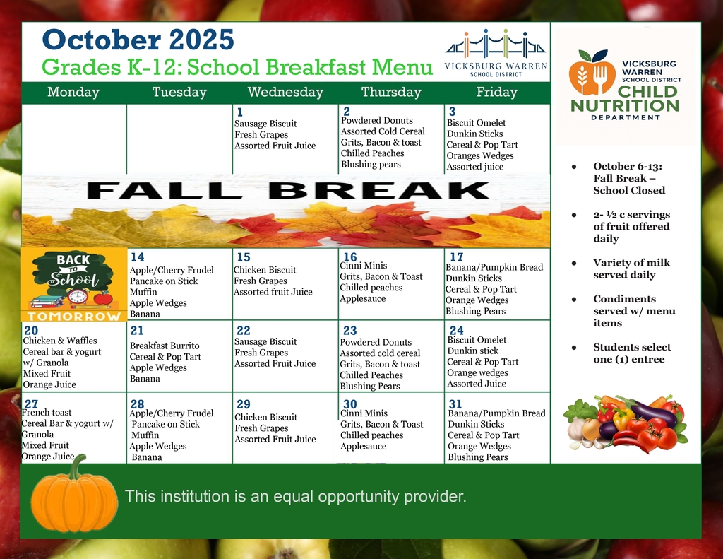 October 2025 Menu